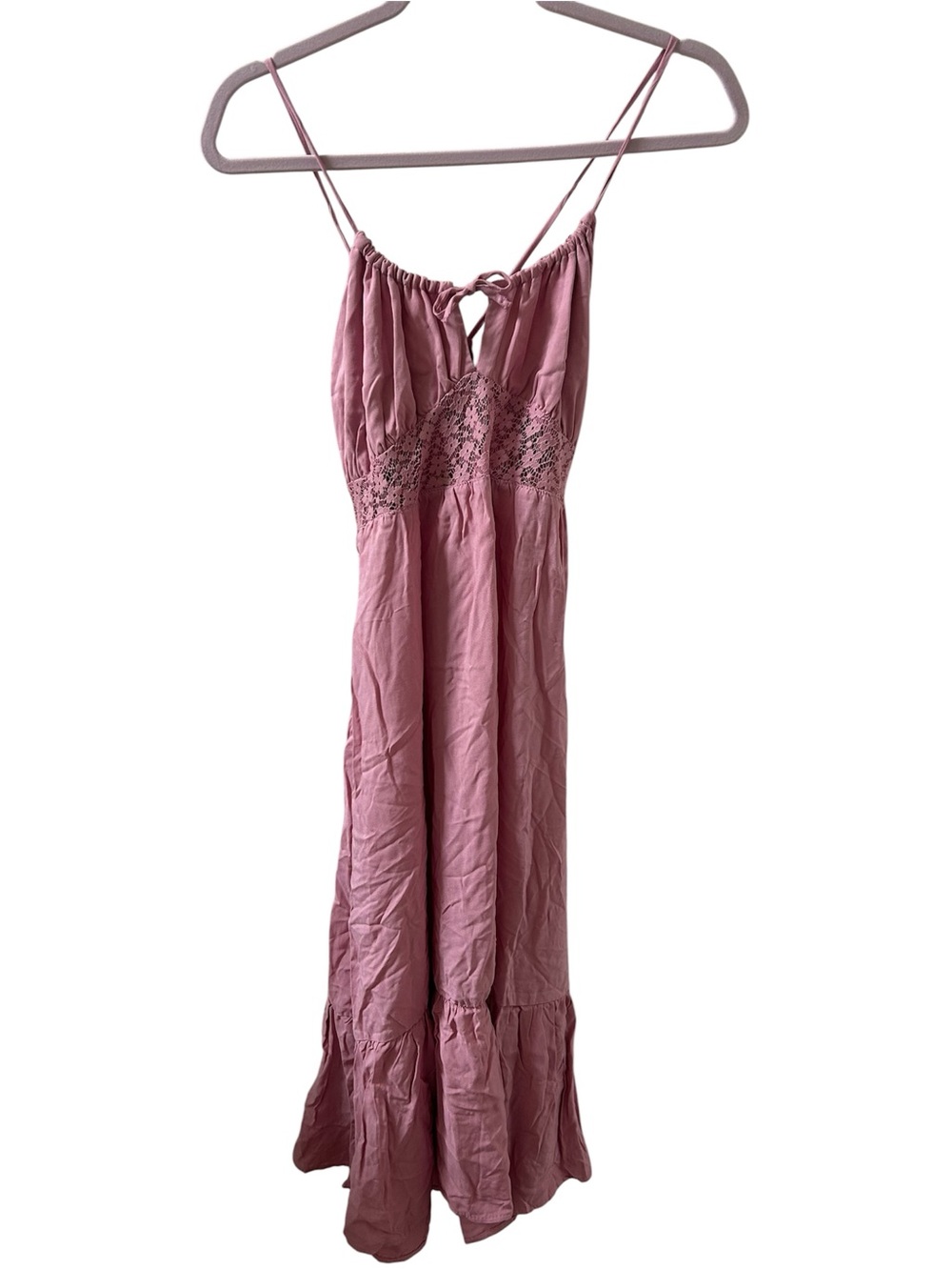 No Comment Juniors Solid Crochet Tier Midi Dress